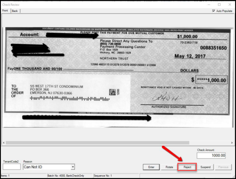 ClickPay: LockBox - Decision Engine Rejection Codes