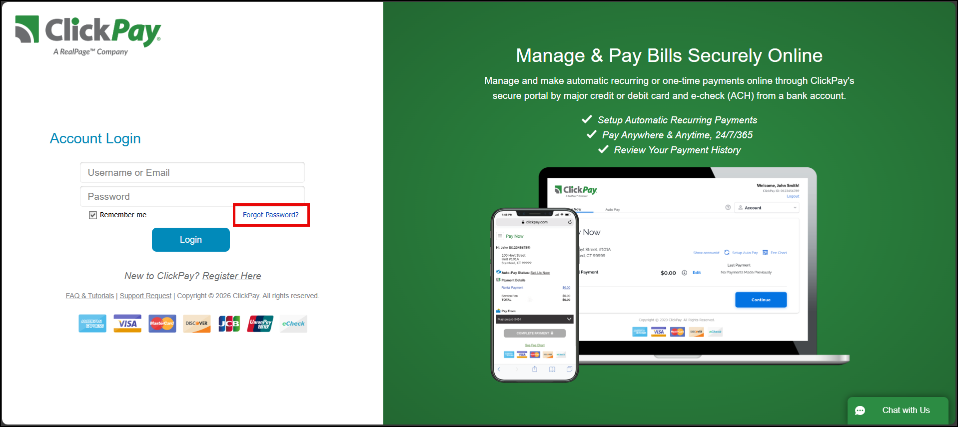 ClickPay: Reset Password